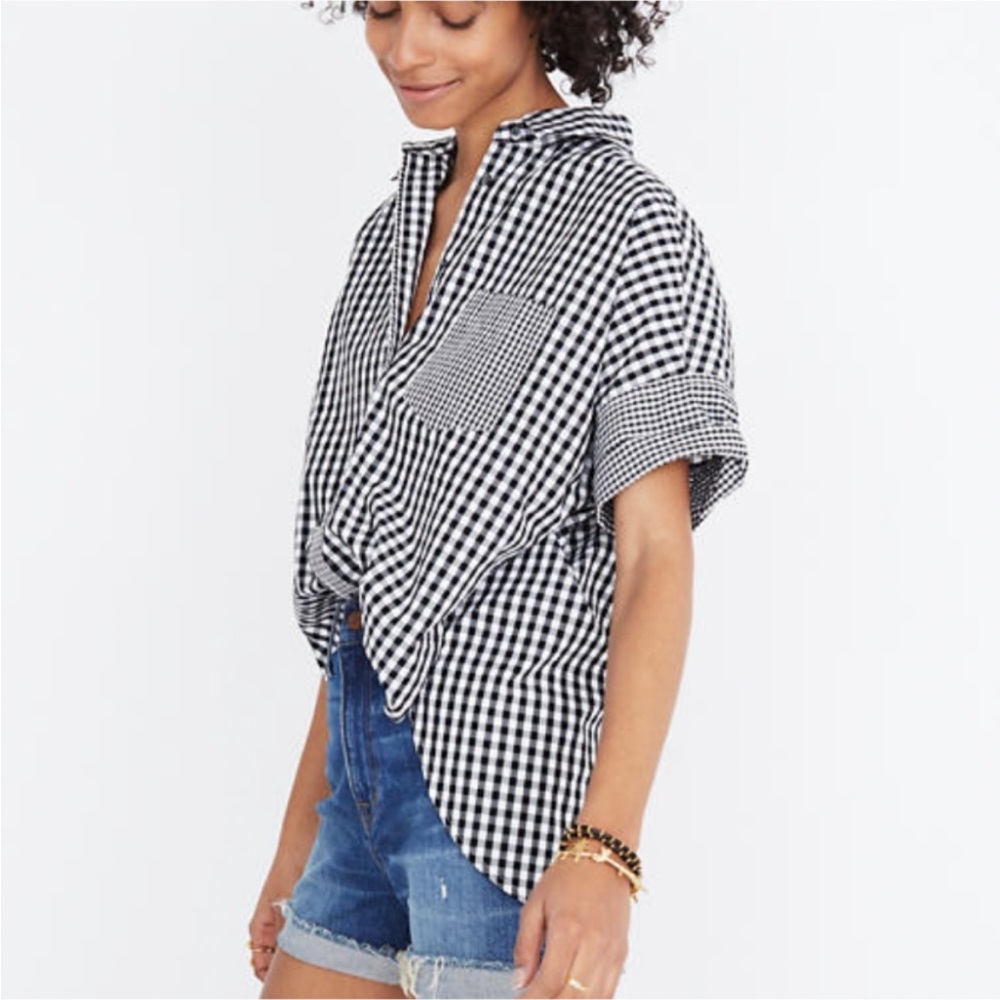 Madewell gingham oversized dolman top size M